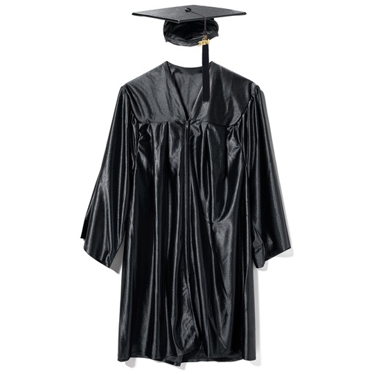 Degree Ceremony Outfit Unisex Black Matte Master Graduation Gown & Cap Set  With Tassel - Degree Regalia