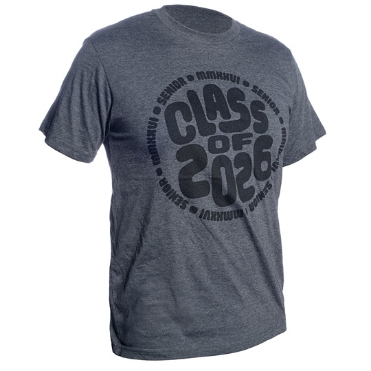 Dark Gray and White Class of 2026 Senior T-Shirt | Graduation Authority