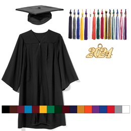 Adult Graduation Cap, Gown, and Tassel Set - Matte
