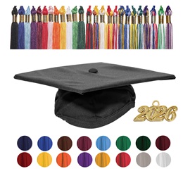 Adult-size Matte-finish Graduation Cap and Tassel Set