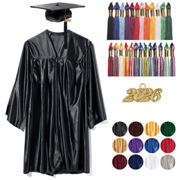 Adult Graduation Shiny Cap, Gown, and Tassel Set