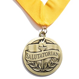 3 in Diameter Salutatorian Molded Gold Medallion with 15 in Yellow-Gold Ribbon