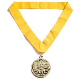 3 in Diameter Valedictorian Molded Gold Medallion with 15 in Yellow-Gold Ribbon