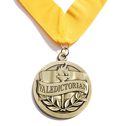 3 in Diameter Valedictorian Molded Gold Medallion with 15 in Yellow-Gold Ribbon