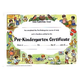 8.5 in x 11 in Pre-Kindergarten/Activities Certificates, pkg of 30