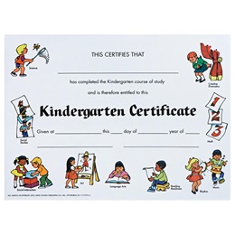 8.5 in x 11 in Kindergarten/Activities Certificates, pkg of 30