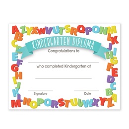 8.5 in x 11 in Kindergarten/Alphabet Diplomas, pkg of 30