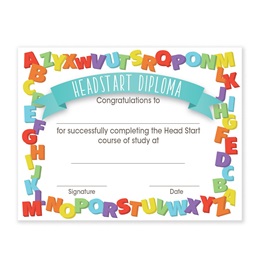 8.5 in x 11 in Head Start/Alphabet Diplomas, pkg of 30