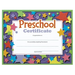 8.5 in x 11 in Preschool/Stars Diplomas, pkg of 30