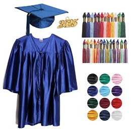 Child Graduation Cap Gown Tassel Package - Shiny