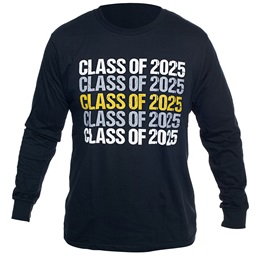 Black, White, and Gold Class of 2025 Long Sleeve Shirt
