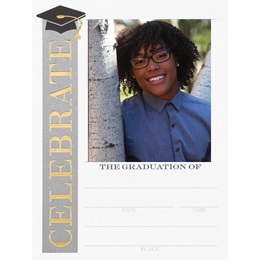 4 in x 6 in Silver and Gold Photo Celebration Cards, pkg of 20