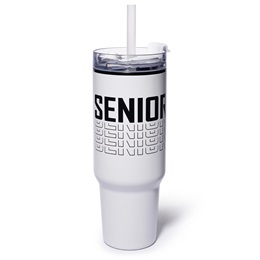 40 oz White and Black Stainless Steel Senior Water Bottle